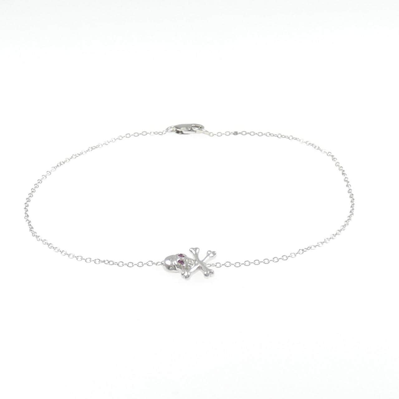 585WG スカル ルビー ブレスレット