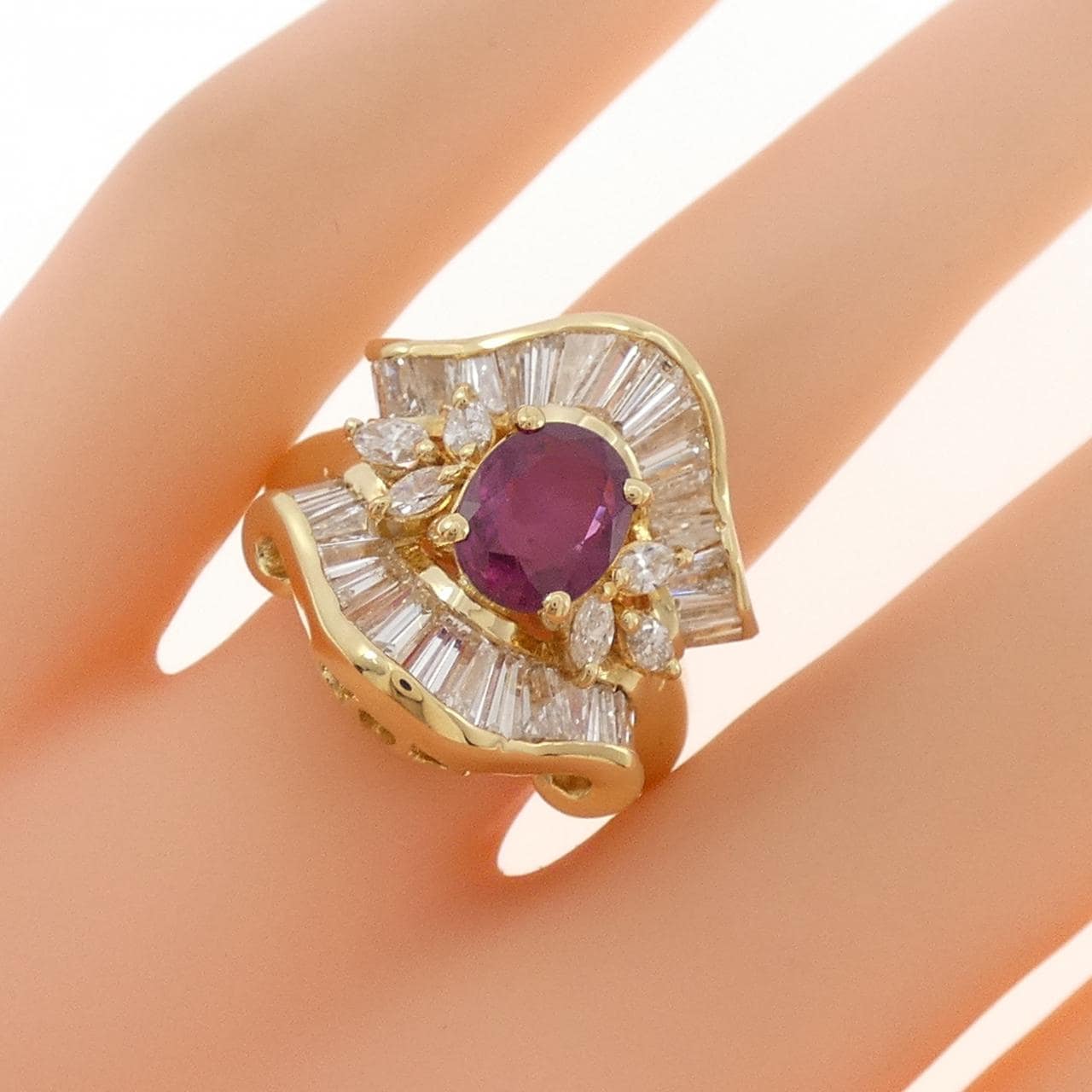 K18YG ダイヤモンド リング 1.59CT