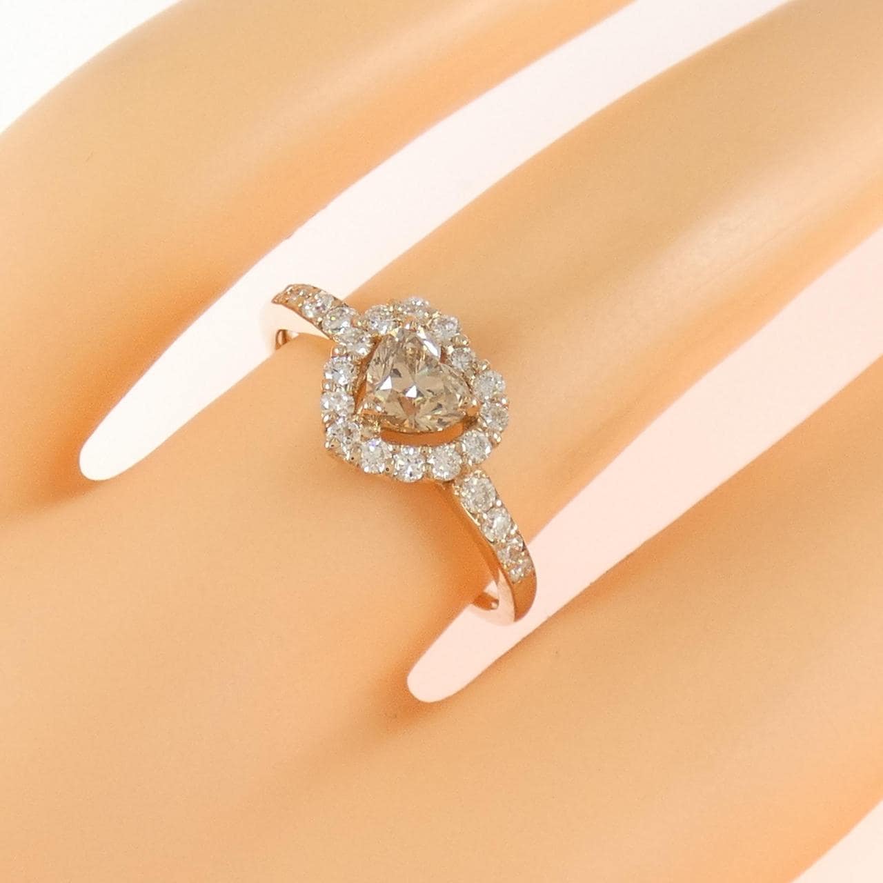 K18PG ハート ダイヤモンド リング 0.42CT