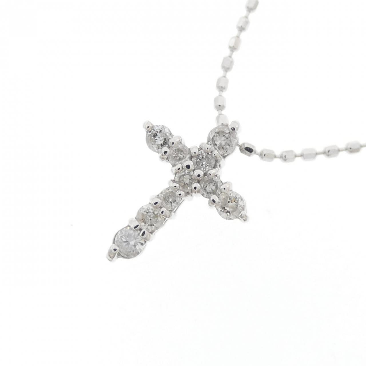 K18WG クロス ダイヤモンド ネックレス 0.15CT