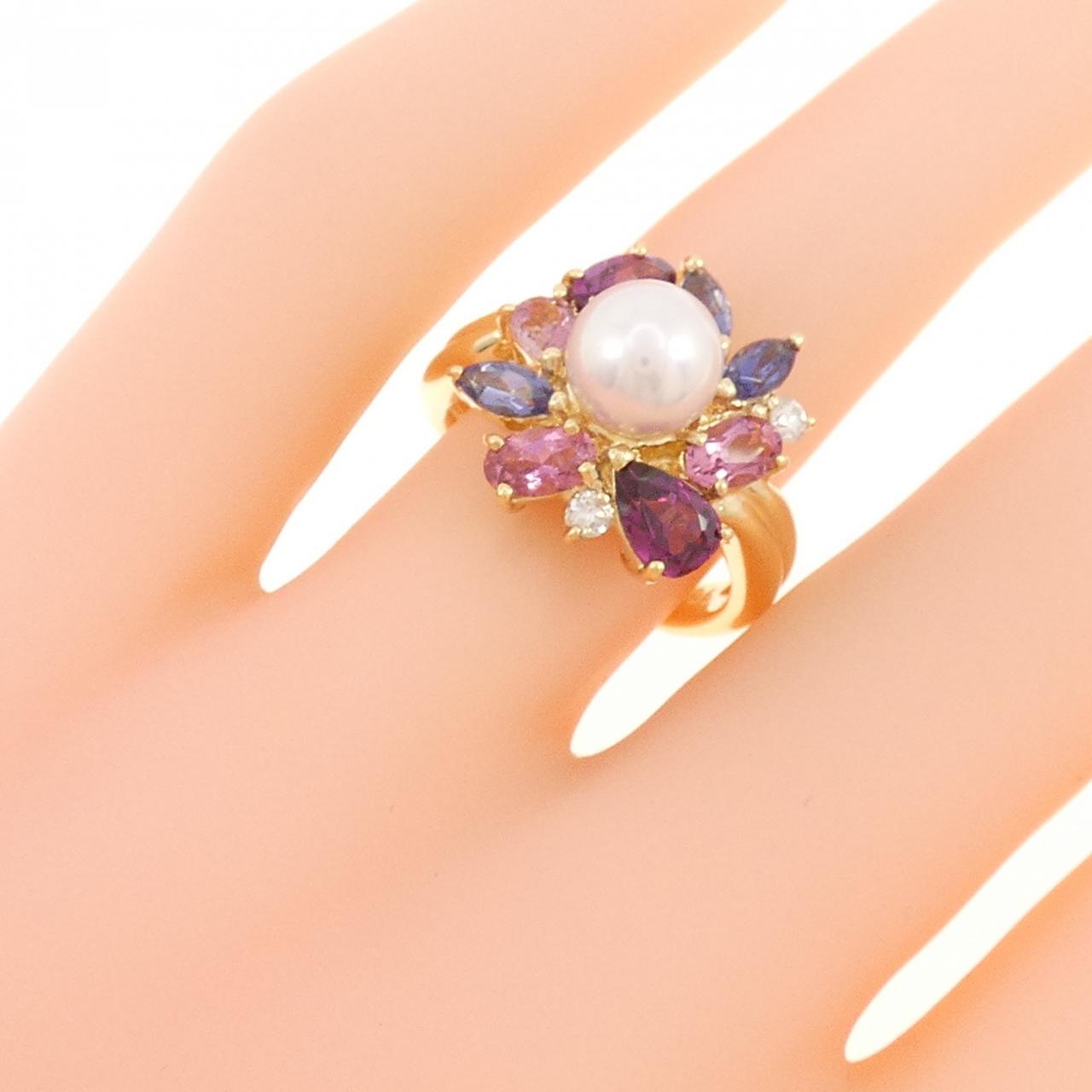 K18YG color stone ring