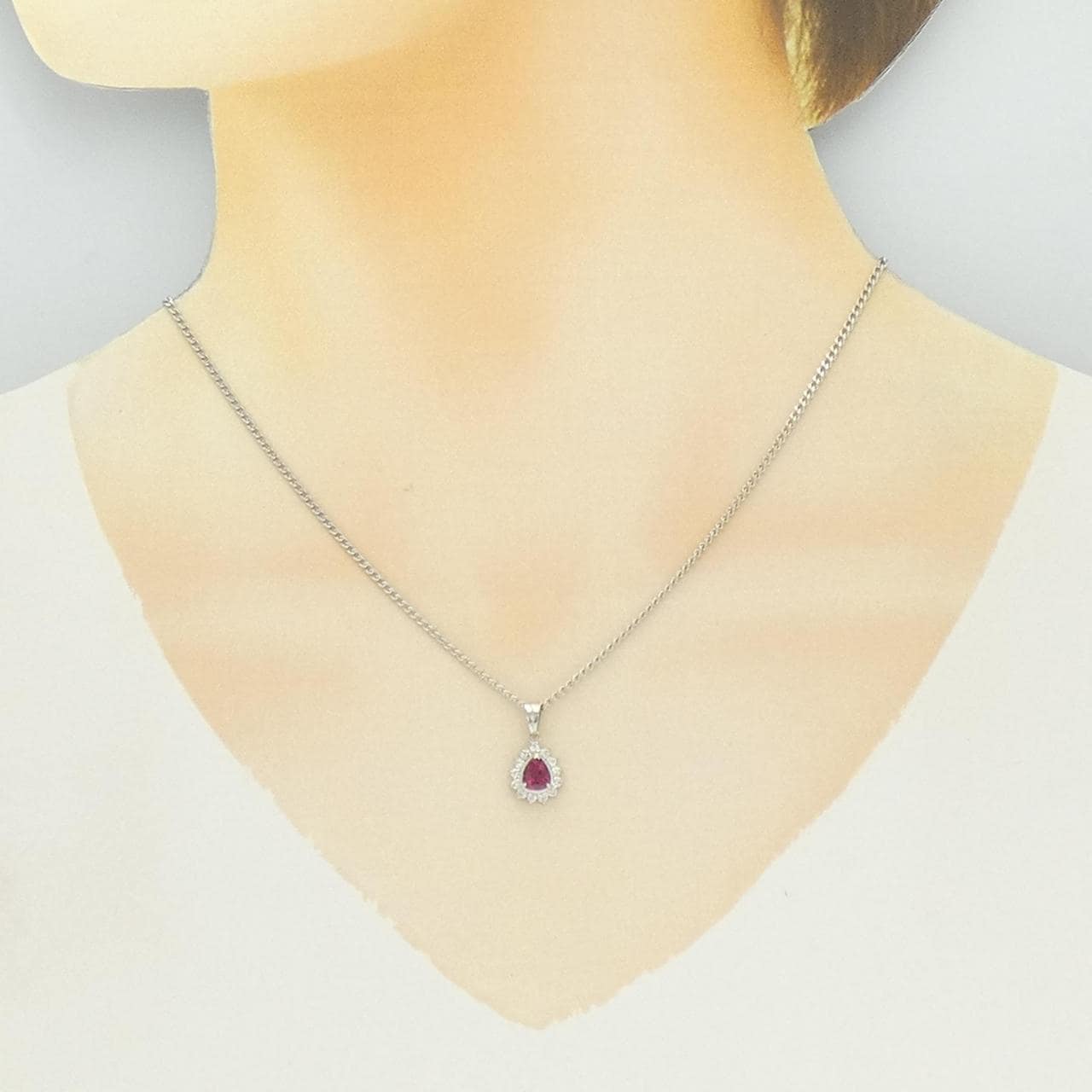 PT900/PT850 ルビー ネックレス 0.71CT