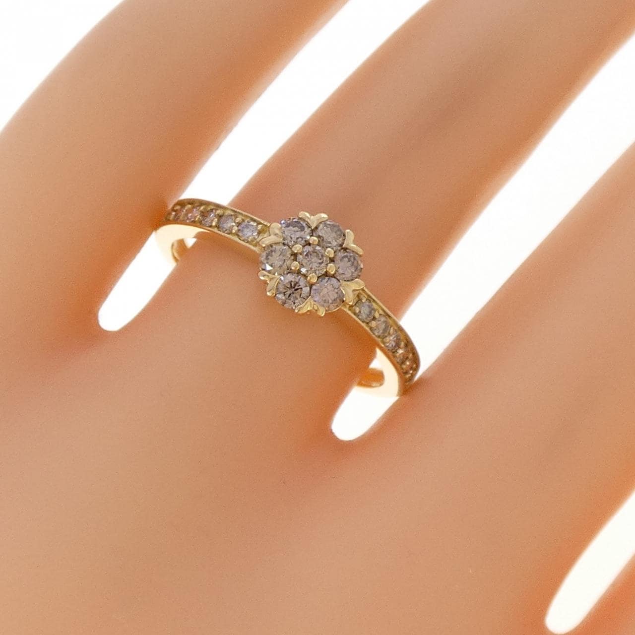 K18YG フラワー ダイヤモンド リング 0.50CT