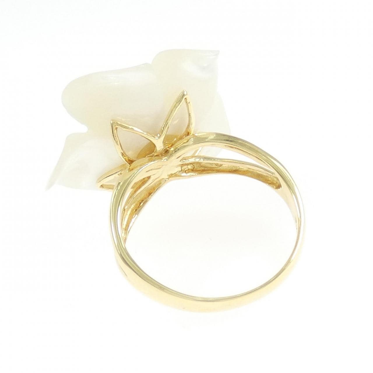 K18YG フラワー アコヤパール リング 6.6mm