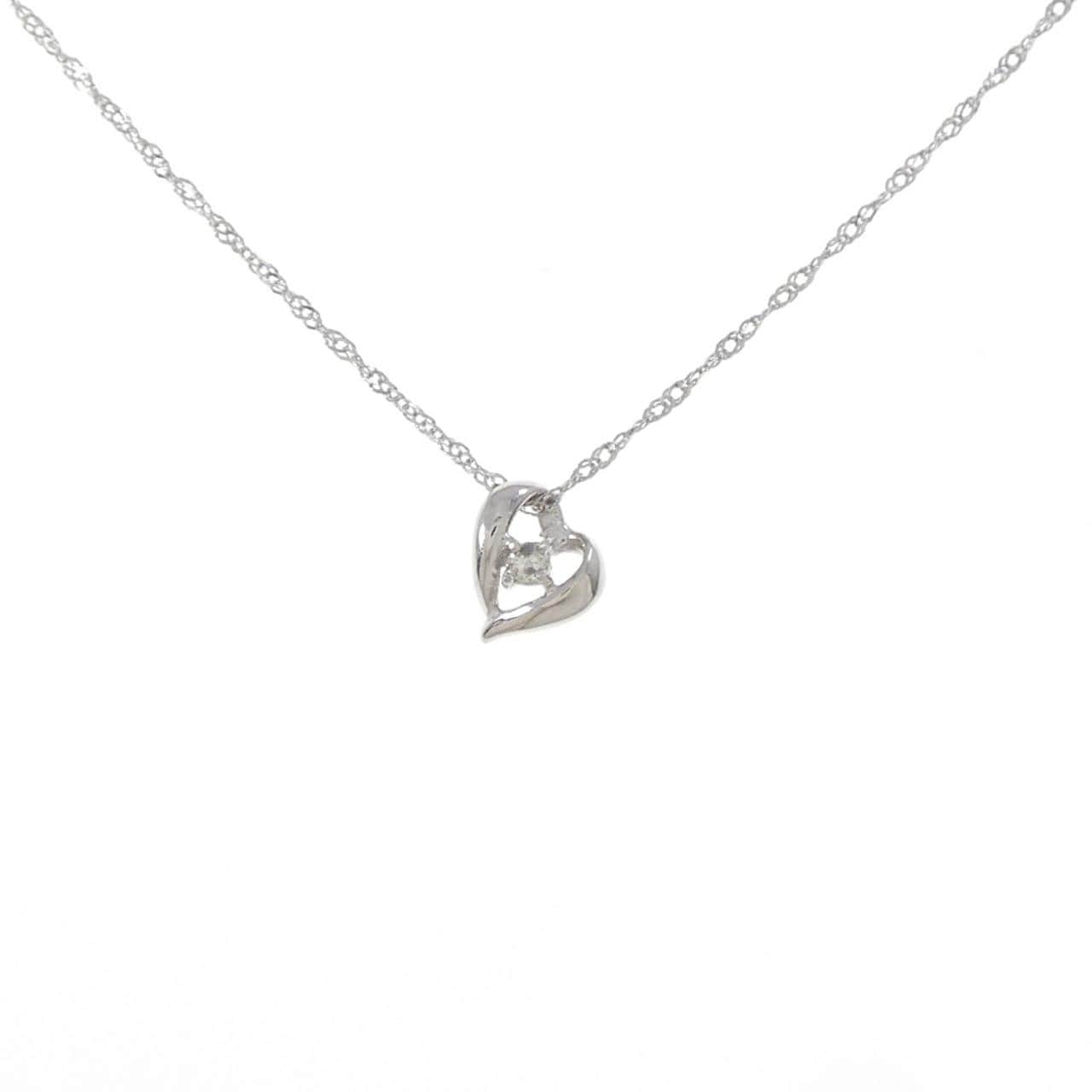 PT900/PT850 ハート ダイヤモンド ネックレス 0.03CT