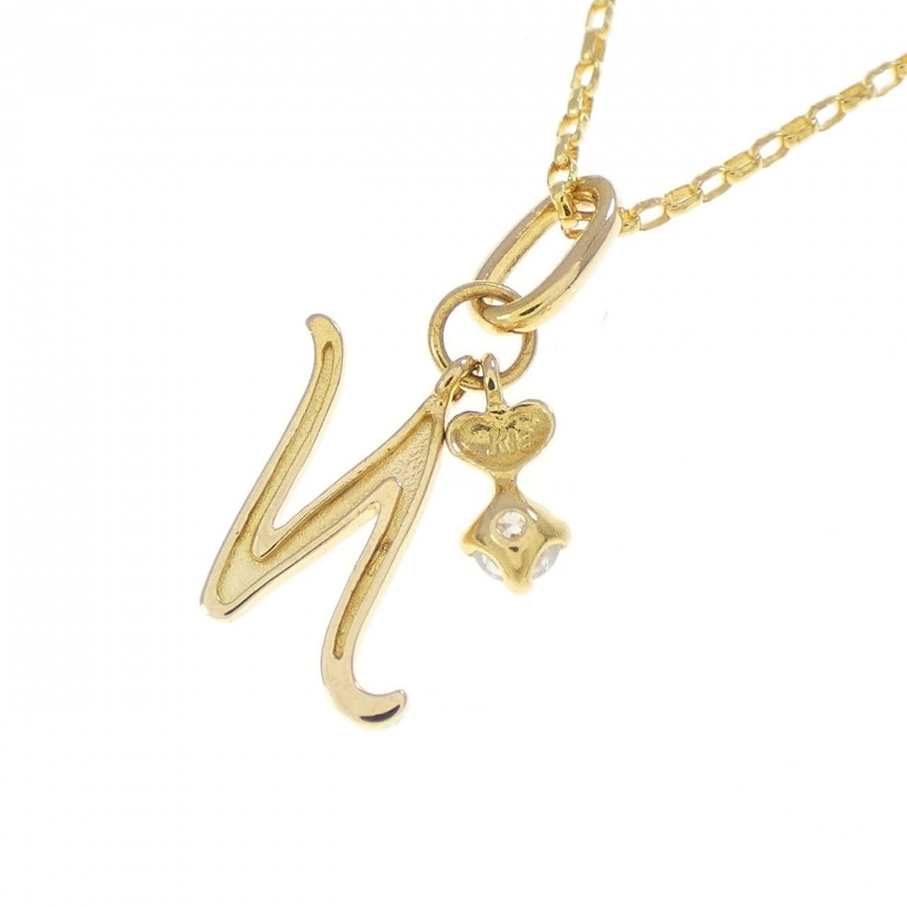 K18YG イニシャルN ダイヤモンド ネックレス