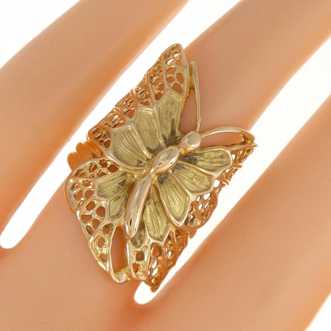 K18YG butterfly ring