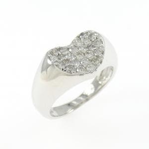 K18WG ハート パヴェ ダイヤモンド ピンキー リング 0.31CT