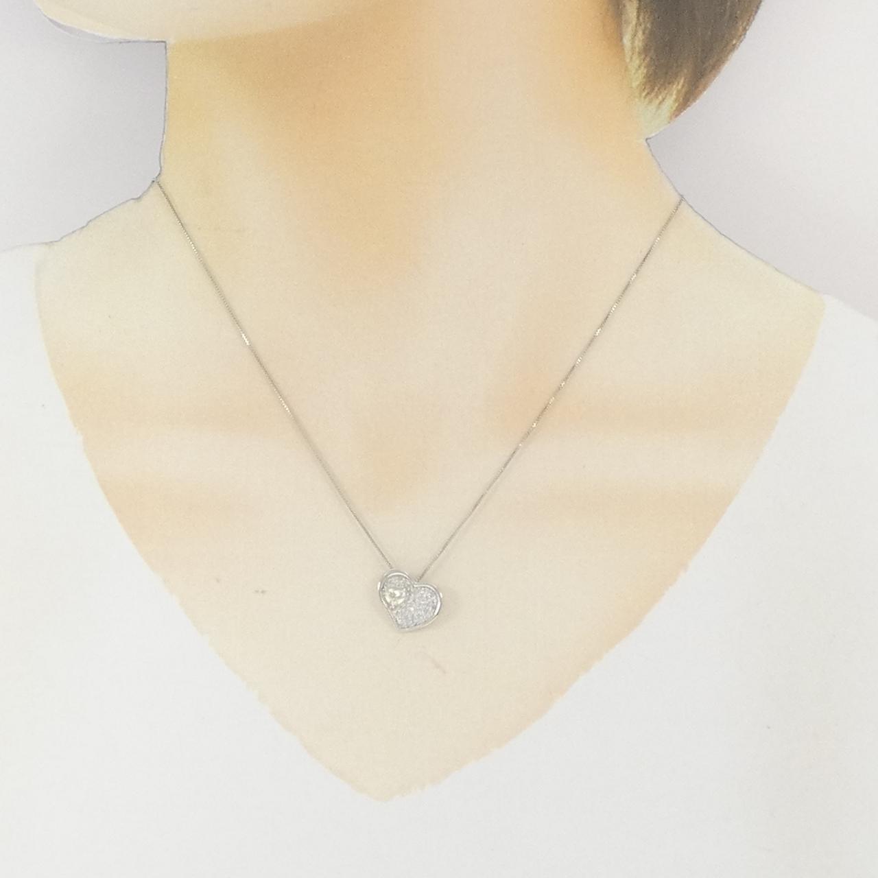 PT900/PT850 ハート ダイヤモンド ネックレス 0.200CT