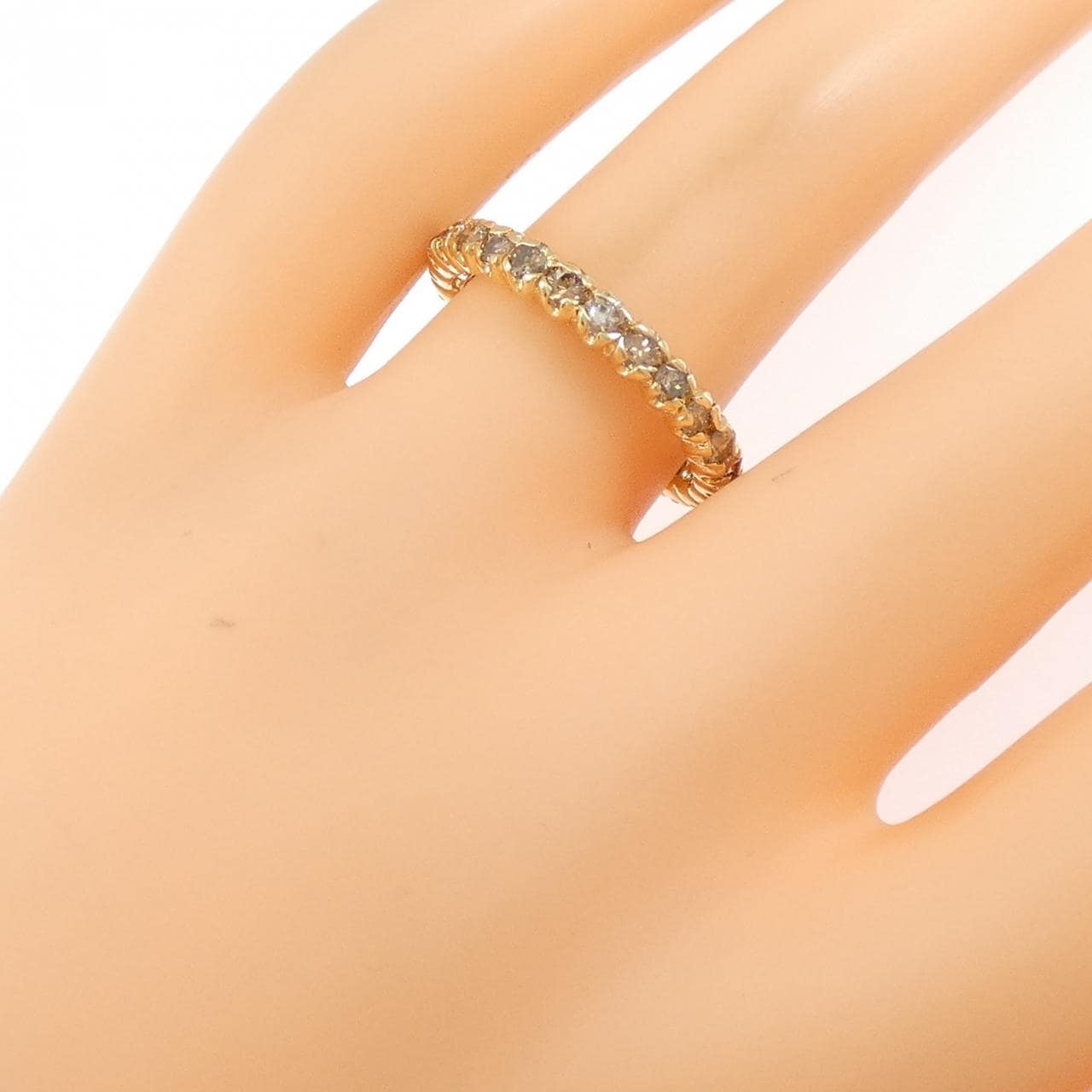 K18YG ハーフエタニティ ダイヤモンド リング 1.0CT