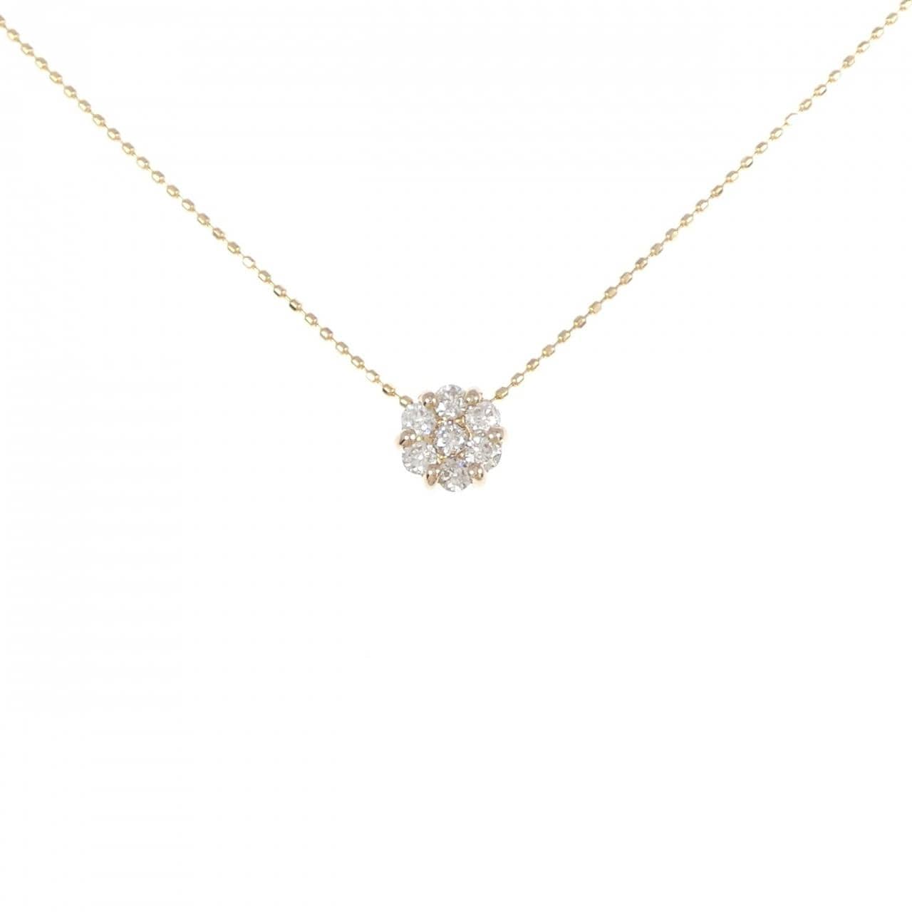 K18PG/K18YG フラワー ダイヤモンド ネックレス 0.30CT
