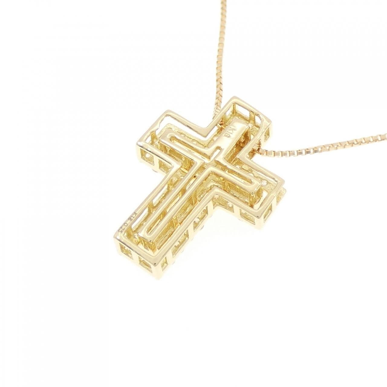 K18YG 2WAY クロス ダイヤモンド ネックレス 0.25CT