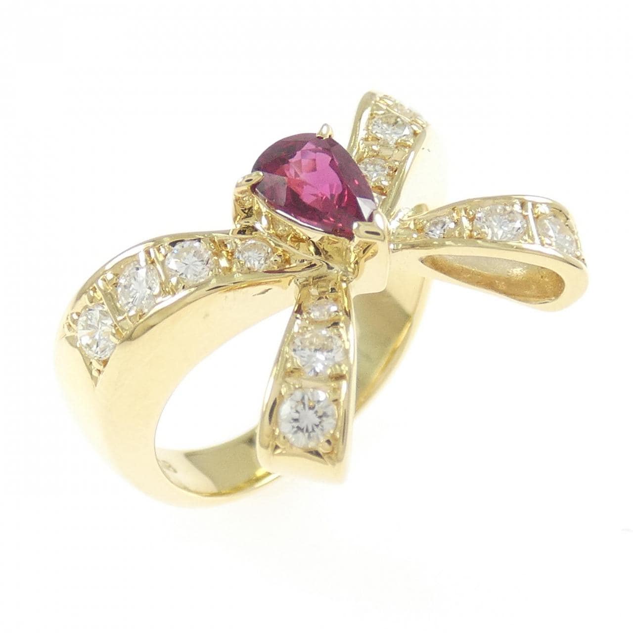 K18YG リボン ルビー リング 0.59CT