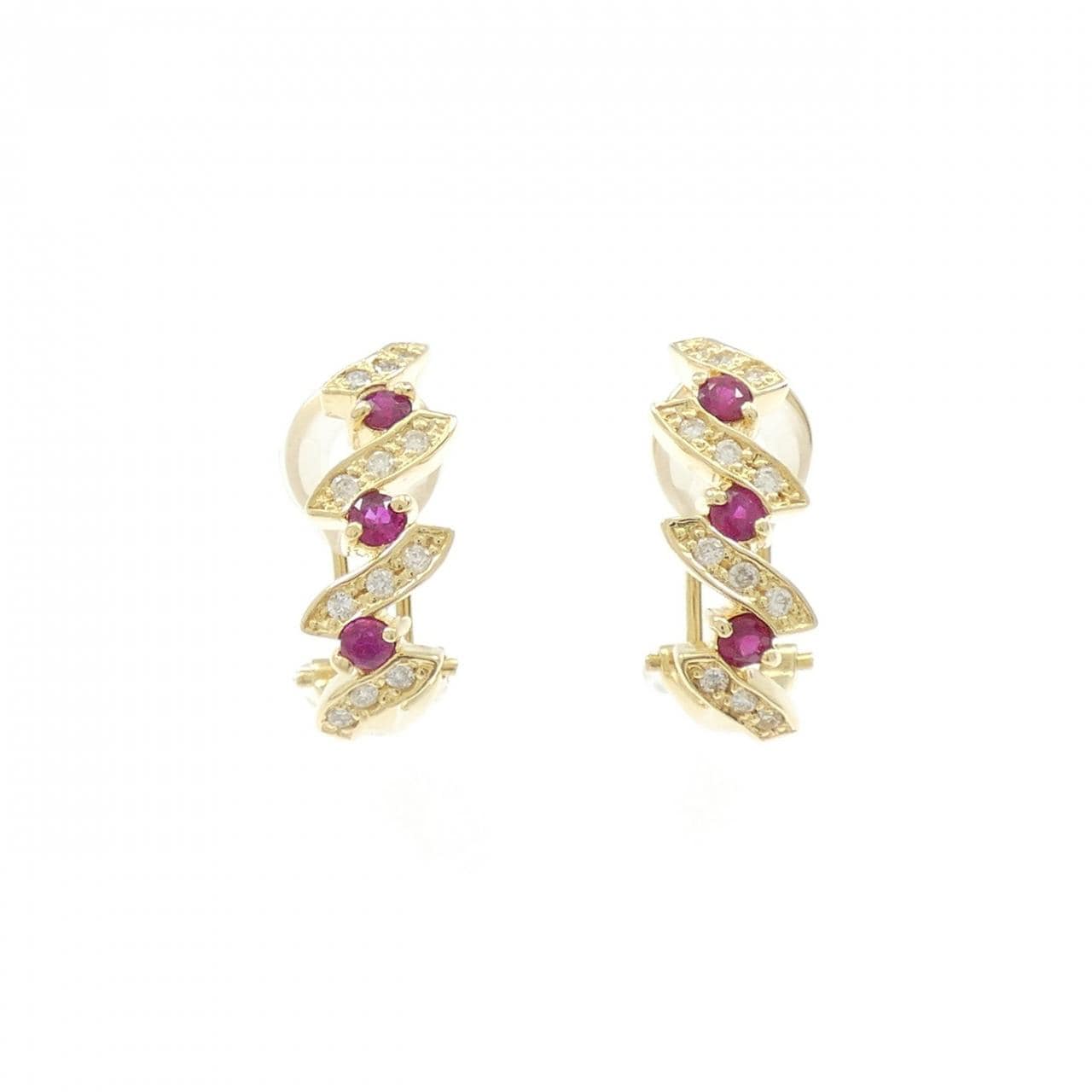 K18YG ルビー ピアス/イヤリング 0.4CT