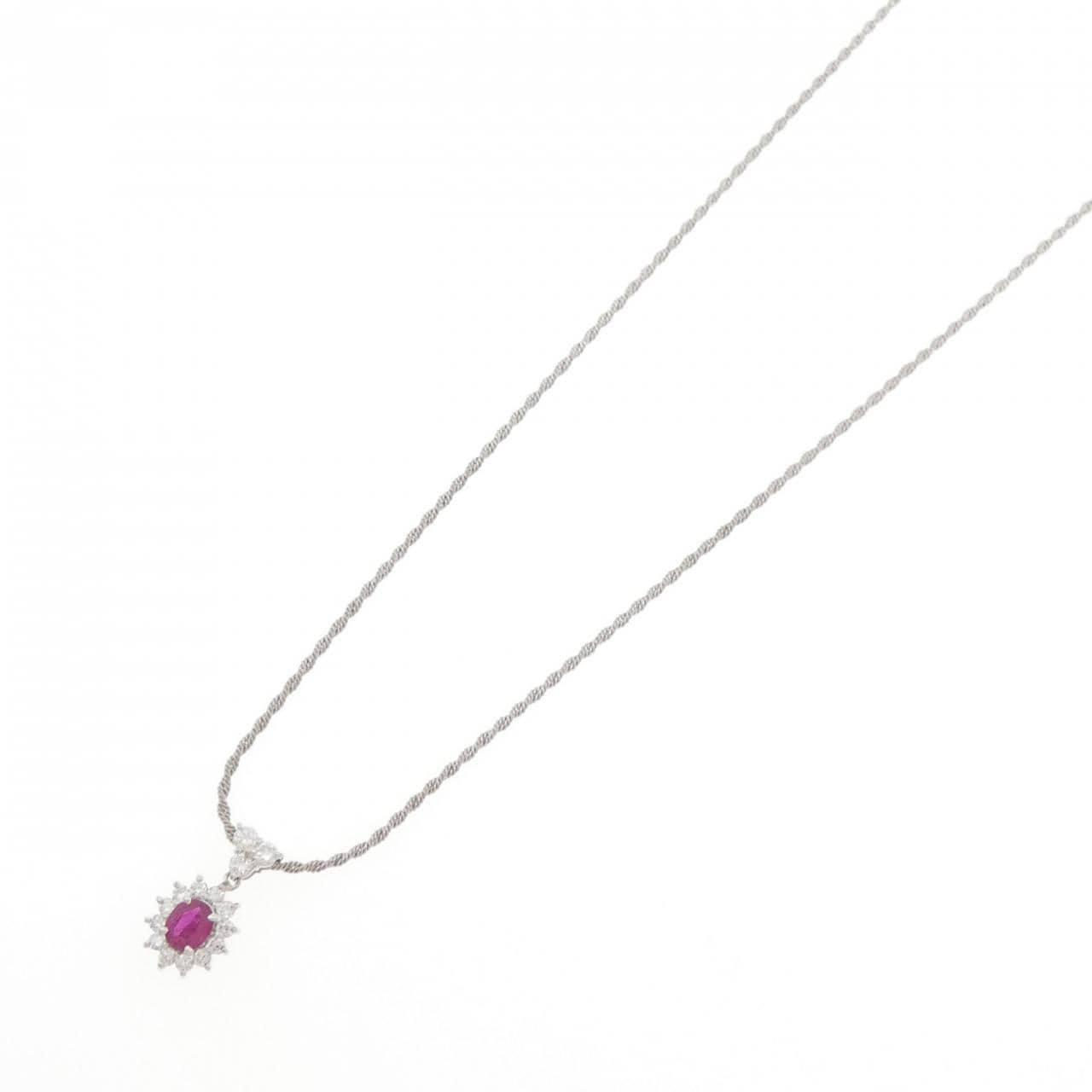 PT900/PT850 ルビー ネックレス 0.74CT