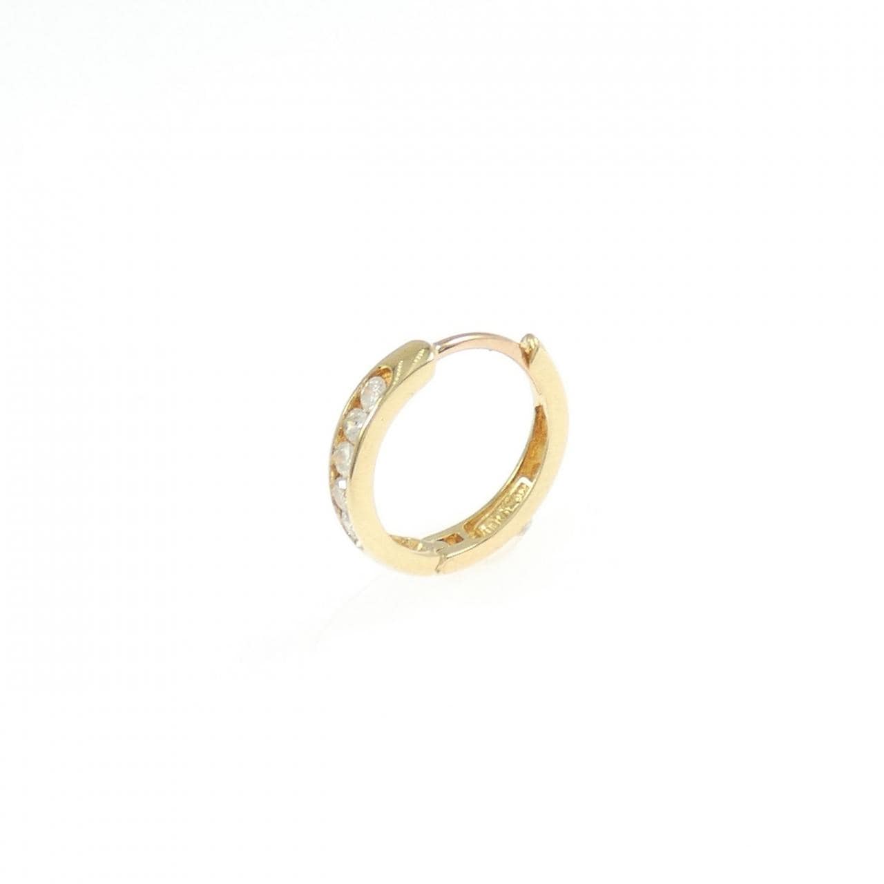 K18YG ダイヤモンド フープ ピアス 0.10CT 片耳