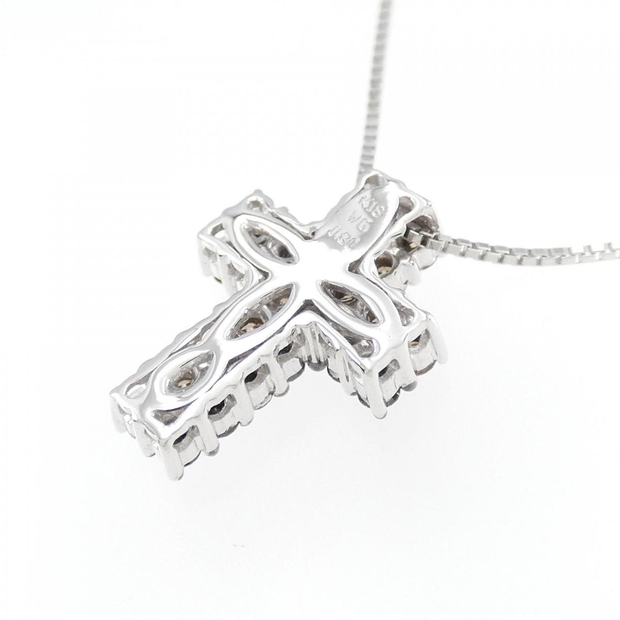 K18WG/K18BG cross Diamond necklace 0.80CT