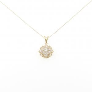 K18YG フラワー ダイヤモンド ネックレス 1.01CT