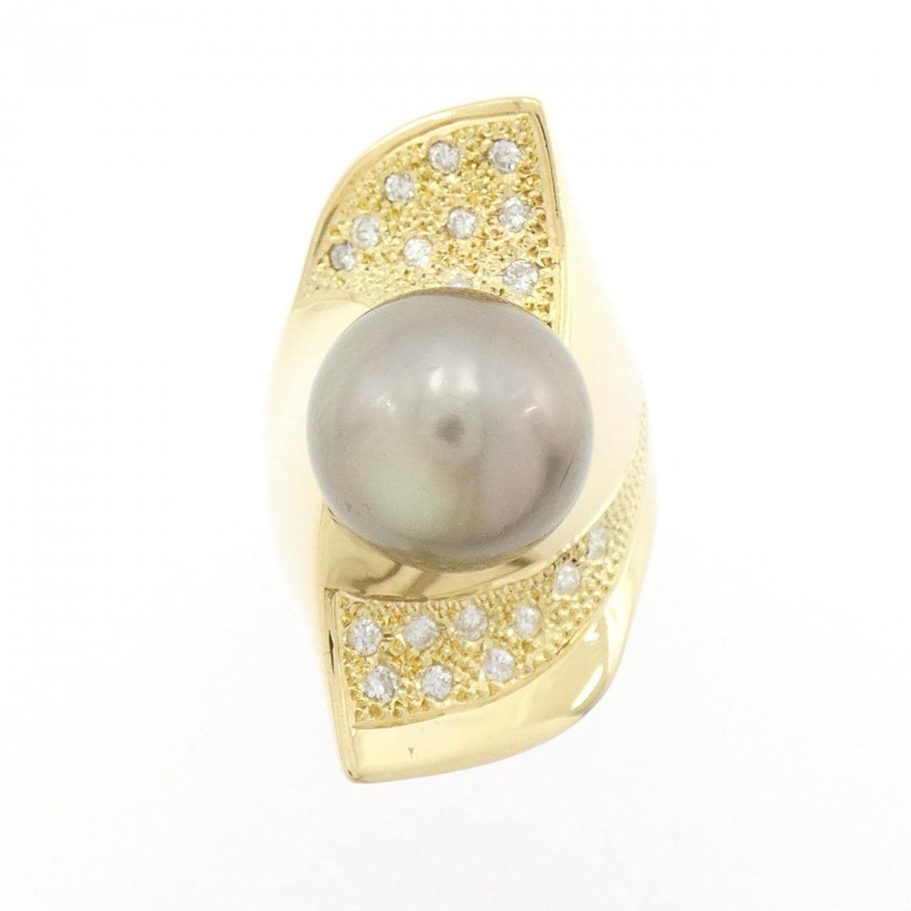 K18YG 黒蝶パール リング 11.8mm