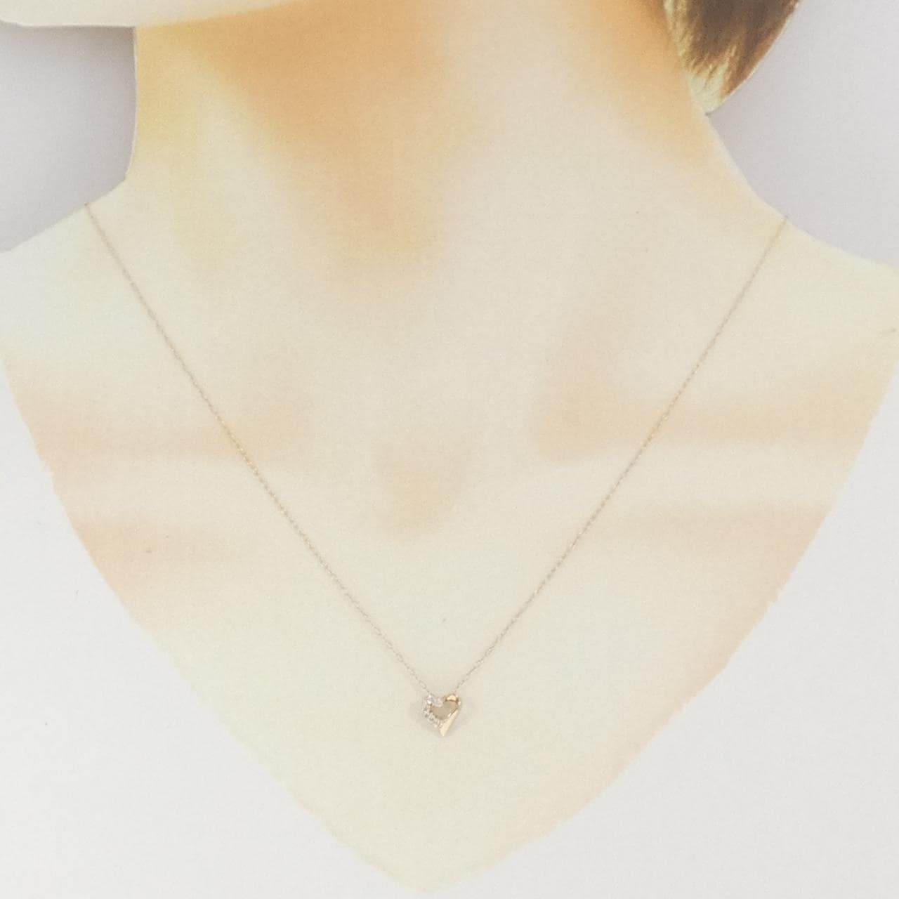 K18PG ハート ダイヤモンド ネックレス 0.05CT