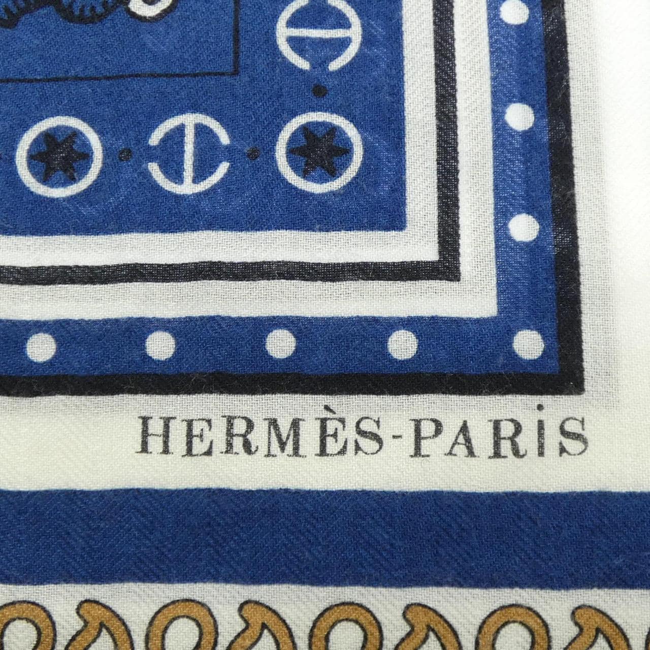 エルメス HERMES TATOUAGES MARINS BANDANA H243374S カレジェアン140 ショール