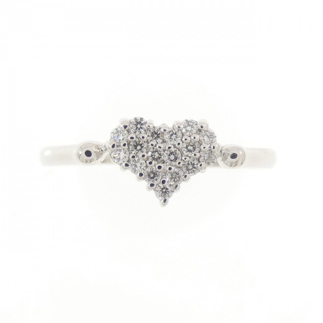 K18WG パヴェ ハート ダイヤモンド リング 0.10CT