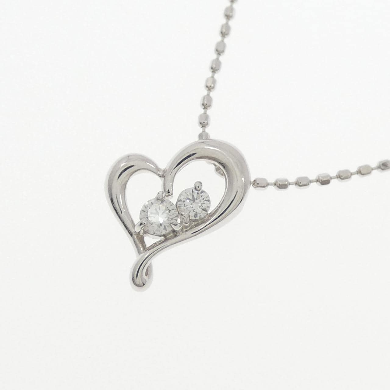 K10WG ハート ダイヤモンド ネックレス 0.08CT