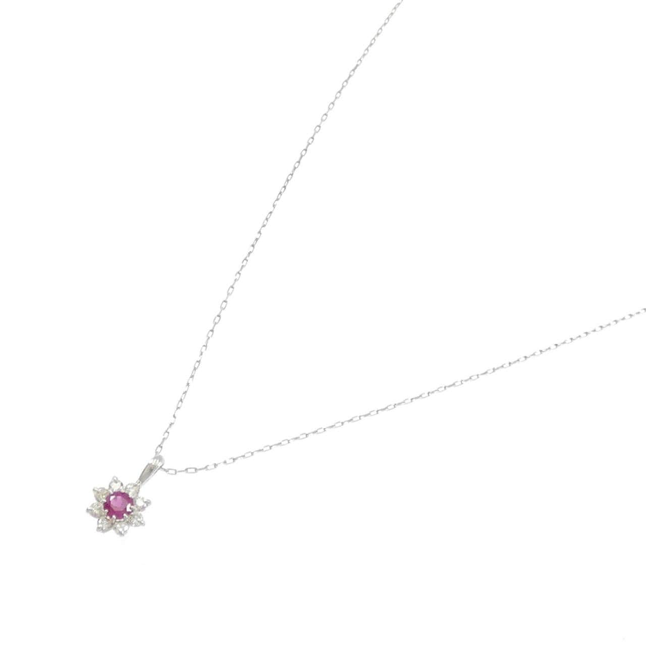 【新品】PT900 ルビー ネックレス 0.09CT