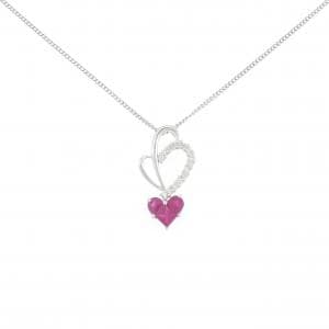 K18WG ハート ルビー ネックレス 0.60CT