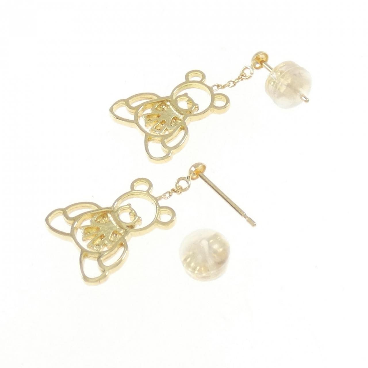 K18YG ベア ダイヤモンド ピアス 0.10CT