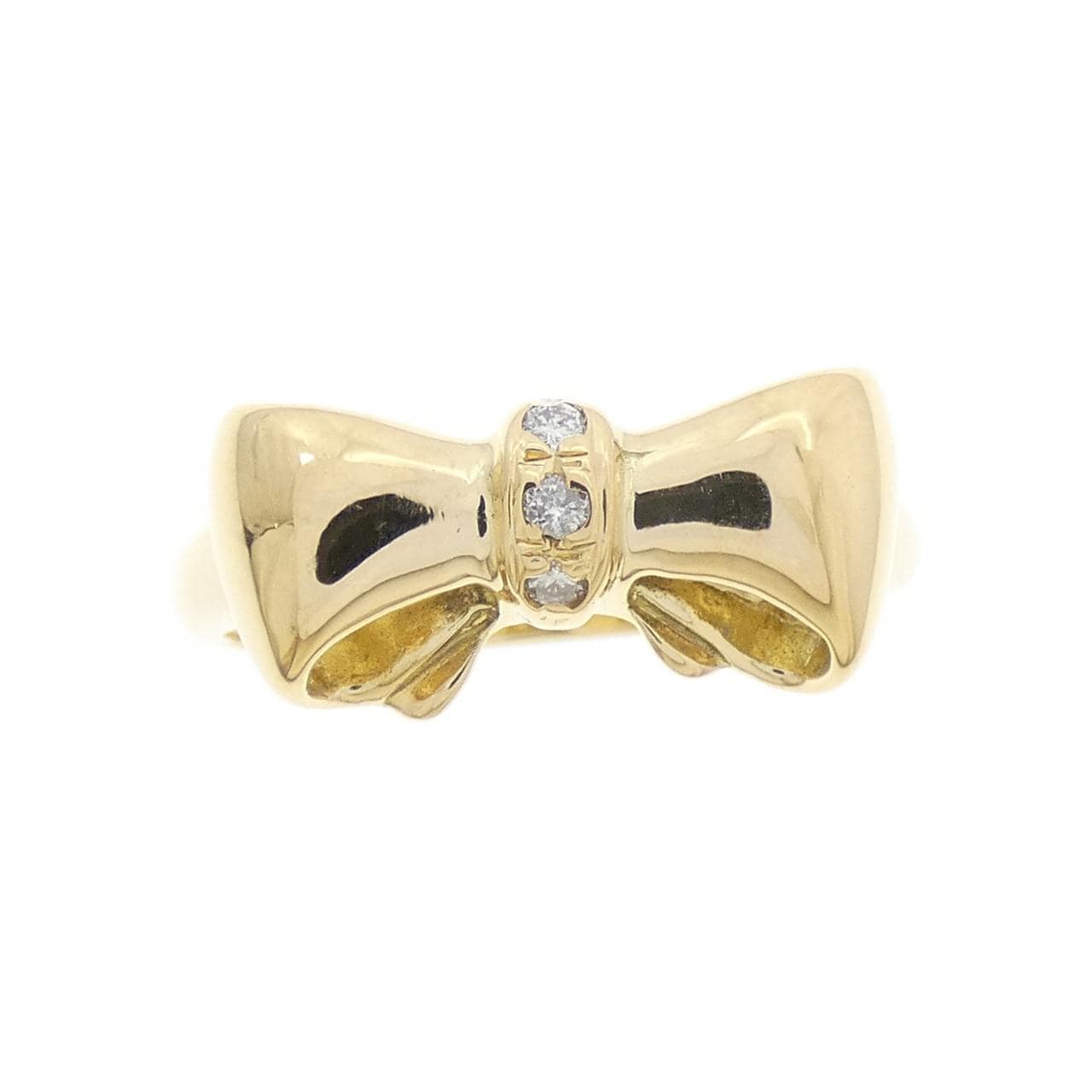 K18YG 緞帶鑽石戒指 0.03CT