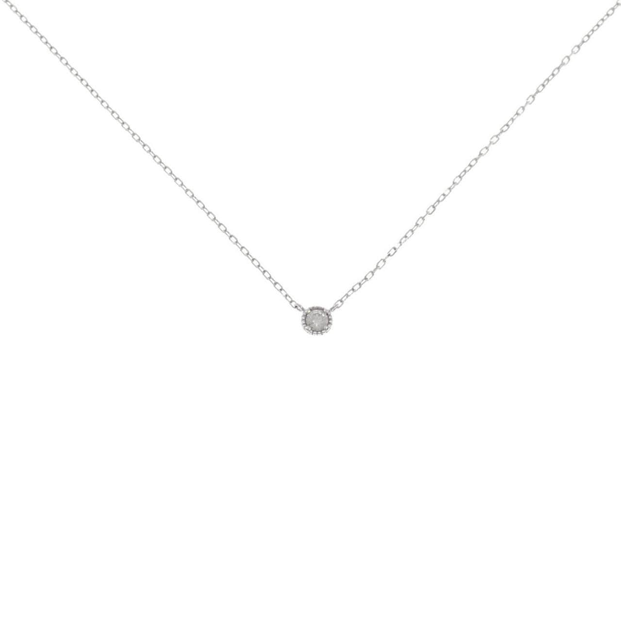 K10WG ソリティア ダイヤモンド ネックレス 0.08CT