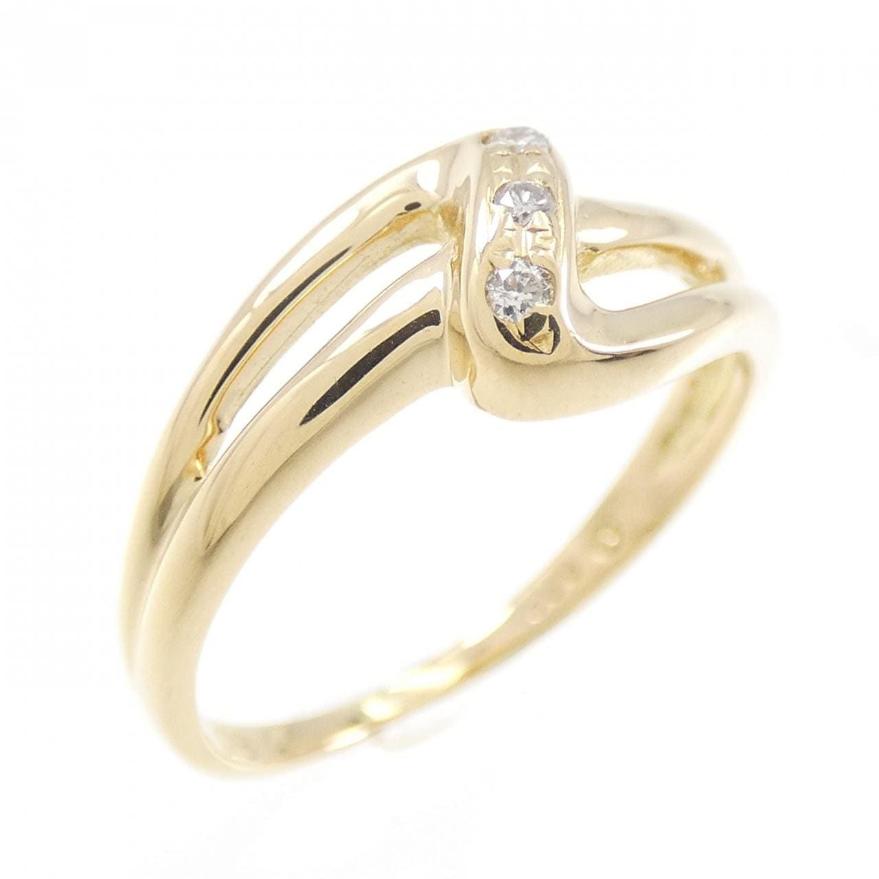 K18YG スリーストーン ダイヤモンド リング 0.03CT