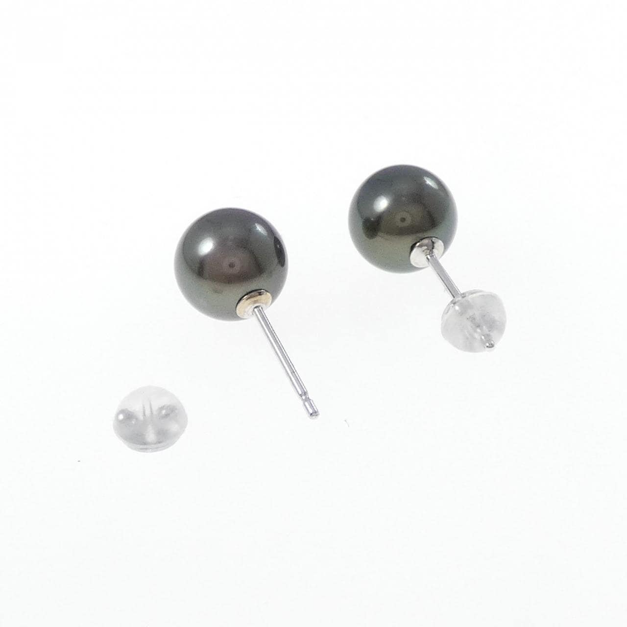 K18WG 黒蝶パール ピアス 9.1mm