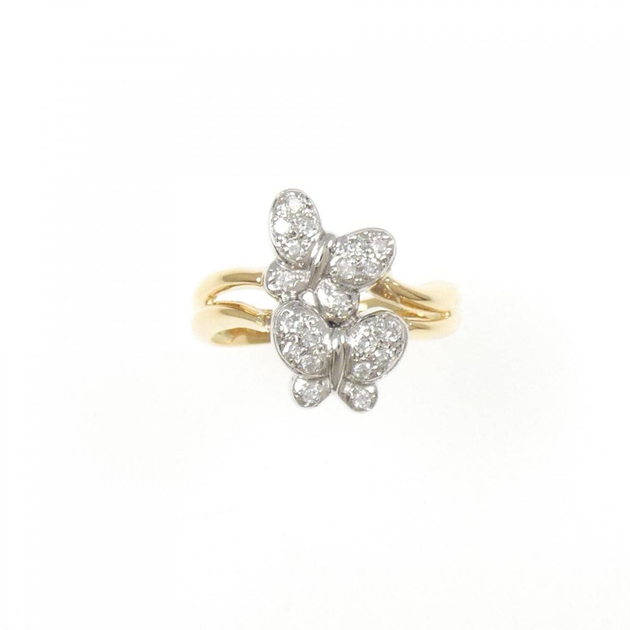 PT900/K18YG バタフライ ダイヤモンド リング 0.15CT
