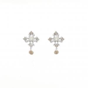 K18WG クロス ダイヤモンド ピアス