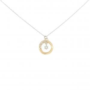 K18YG/PT850 ダイヤモンド ネックレス 0.05CT