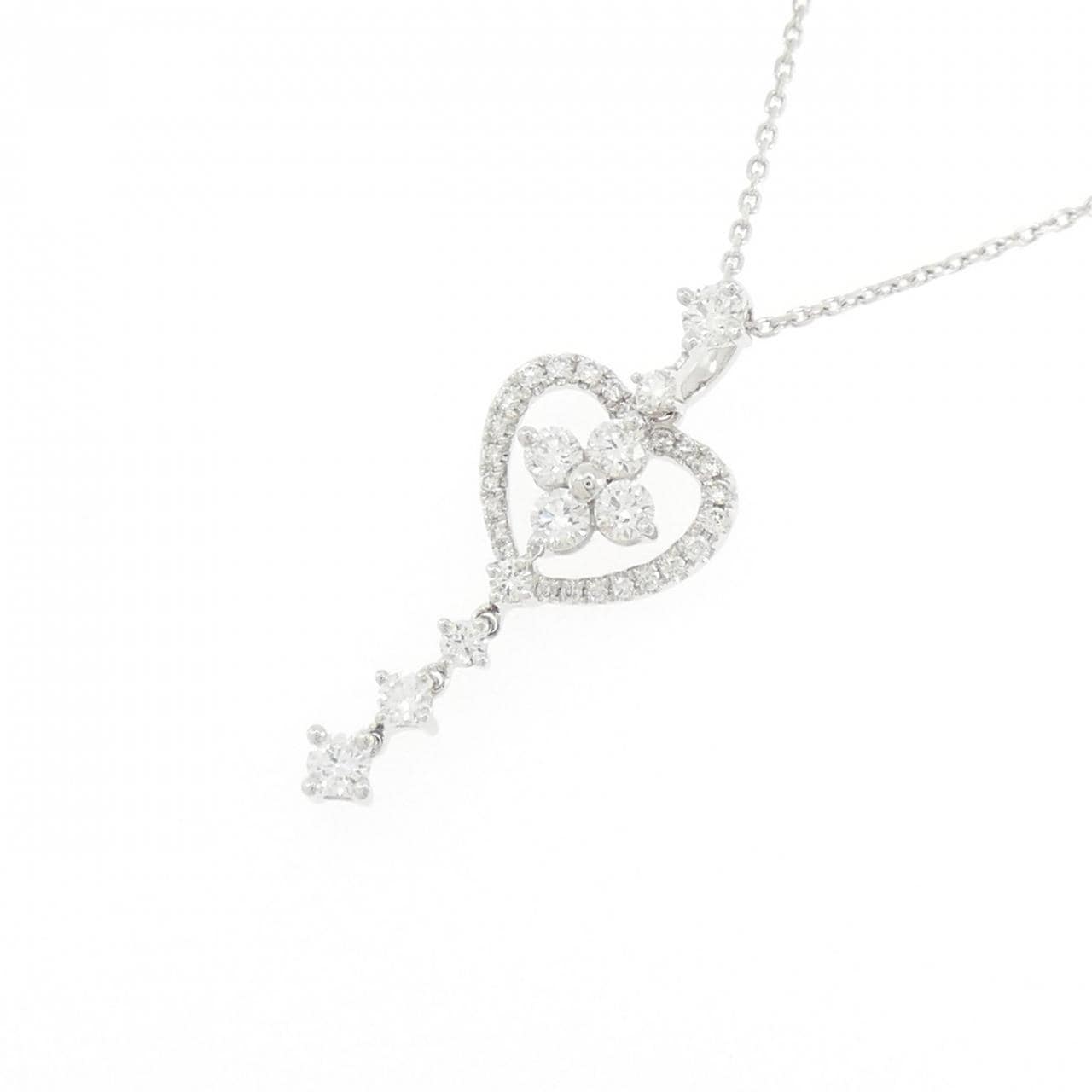 K18WG ハート ダイヤモンド ネックレス 0.50CT