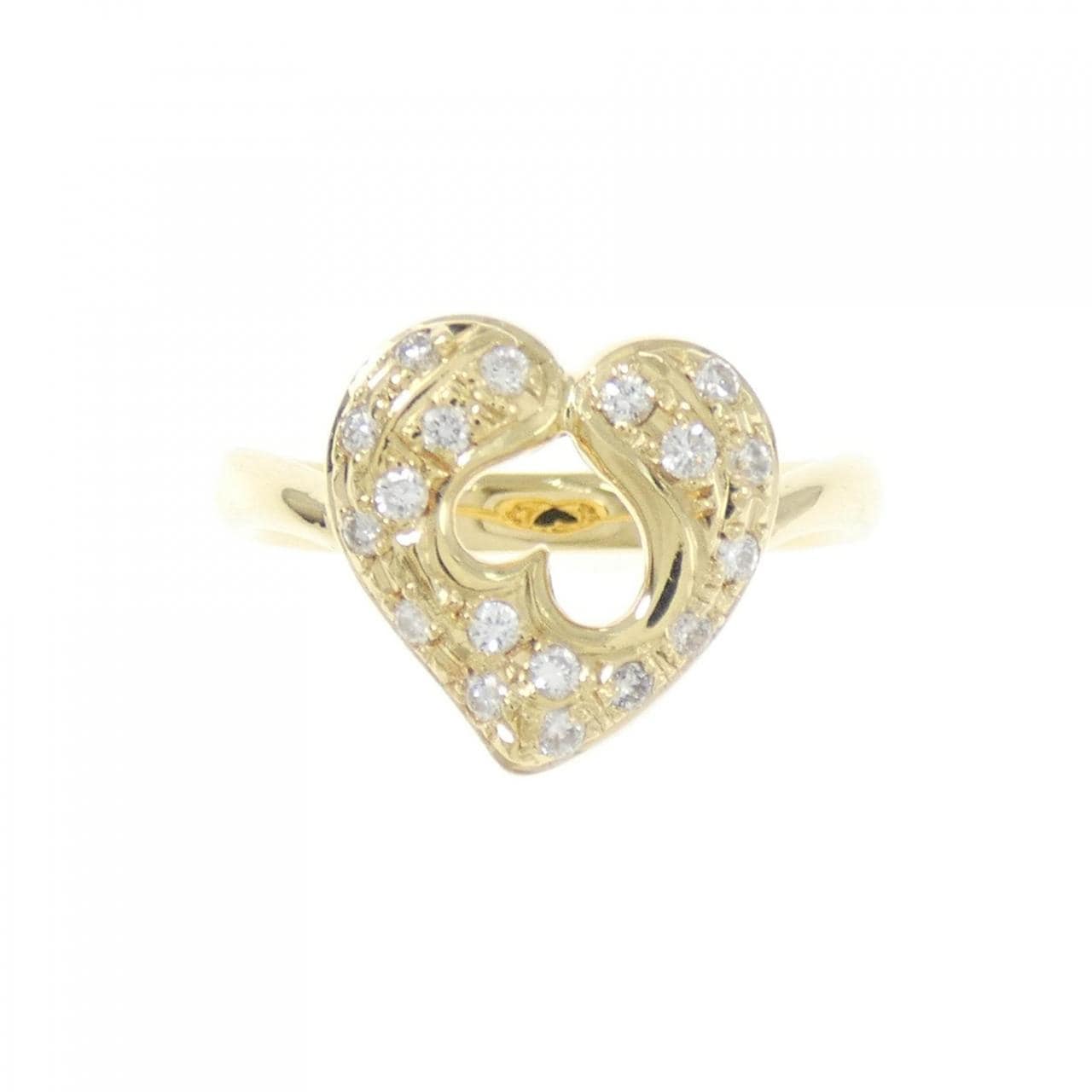 K18YG ハート ダイヤモンド リング 0.18CT