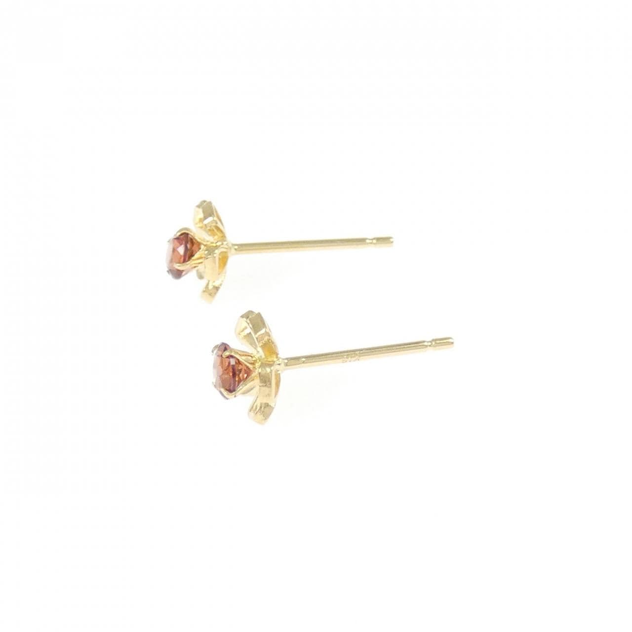 K18YG 花朵石榴石耳环