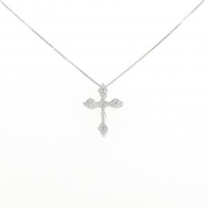 K18WG クロス ダイヤモンド ネックレス 0.2CT