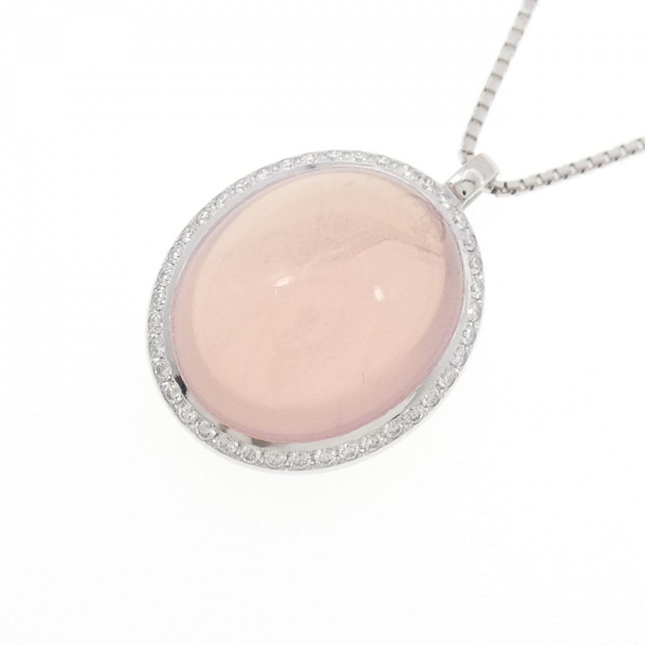 K18WG ローズクオーツ ネックレス 19.40CT