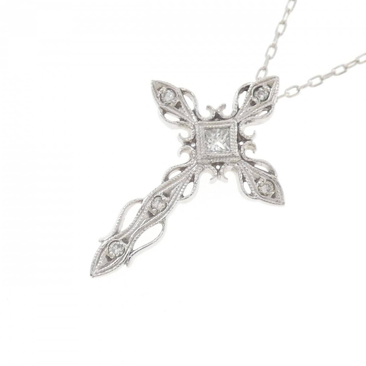 PT900/PT850 クロス ダイヤモンド ネックレス 0.15CT
