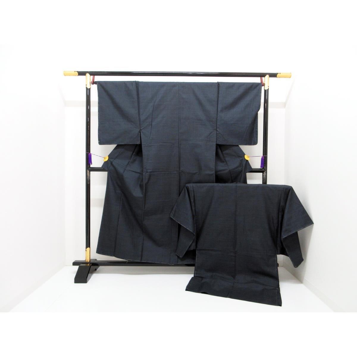 [未使用品] 男士Ooshima Tsumugi 100 山和服/羽織 2 件套