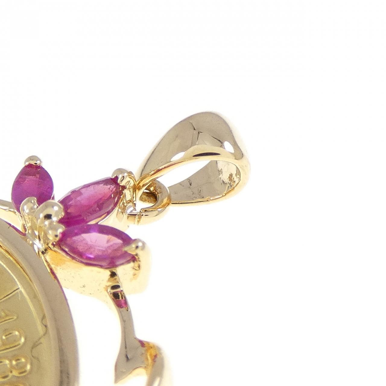 K18YG(枠) ルビー コイン ペンダント 0.62CT