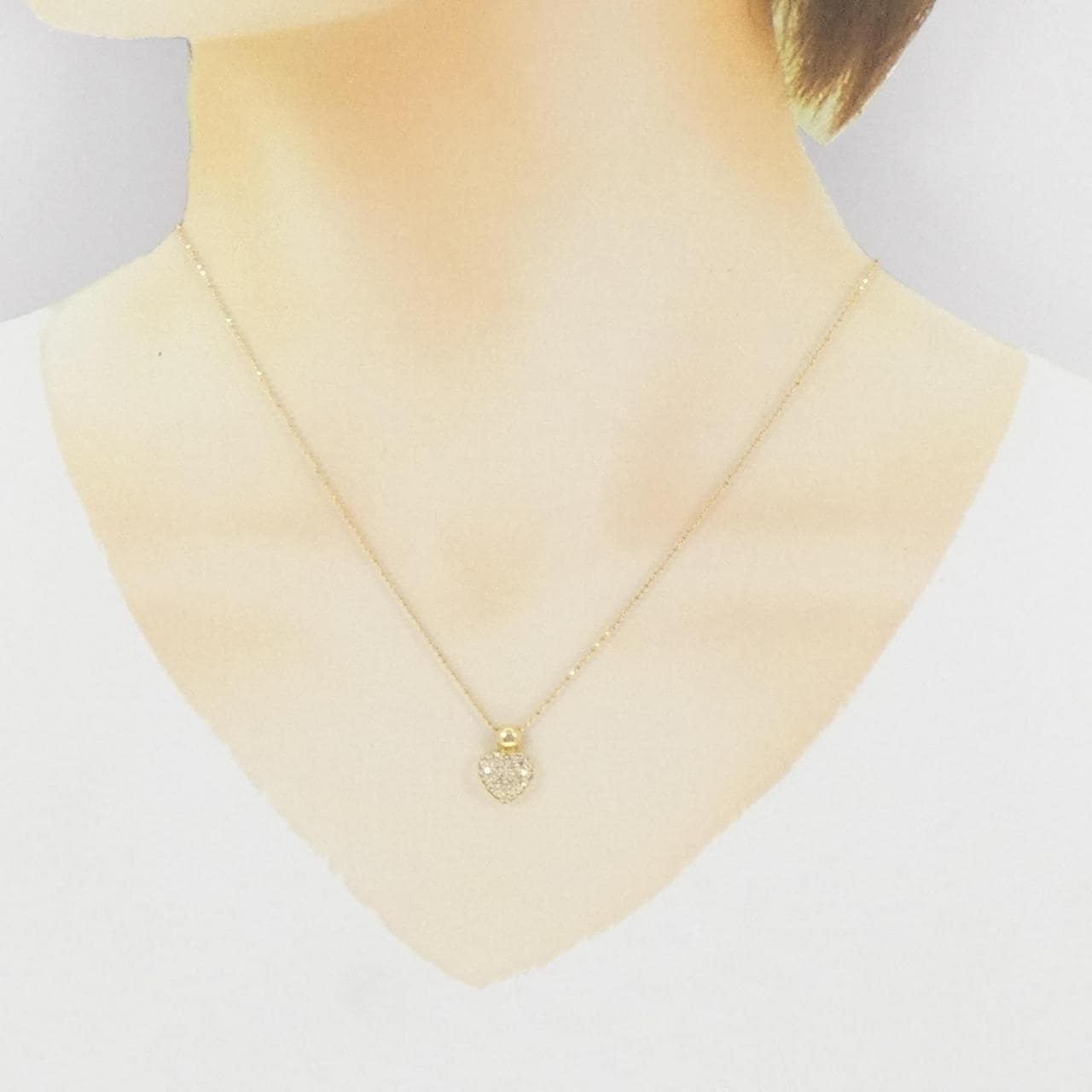 K18黄金/750黄金心形密钉钻石项链 0.30CT