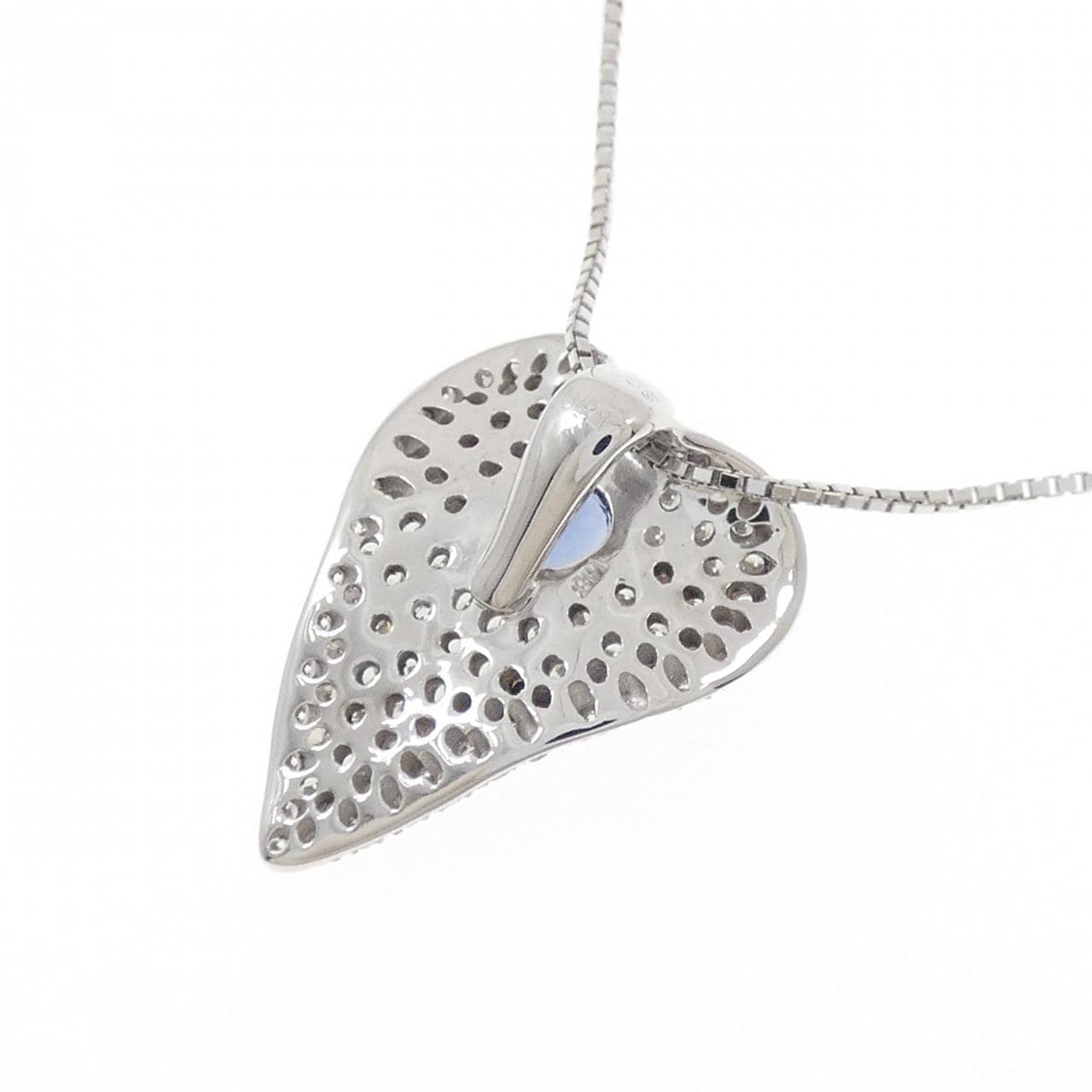 K18WG パヴェ サファイヤ ネックレス 0.21CT