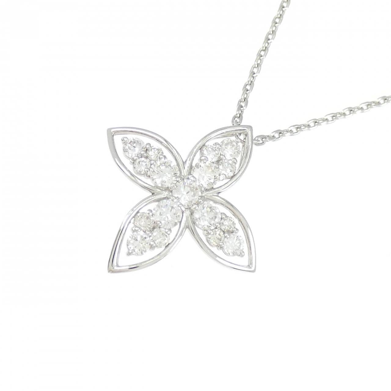 PT950/PT850 フラワー ダイヤモンド ネックレス 0.55CT