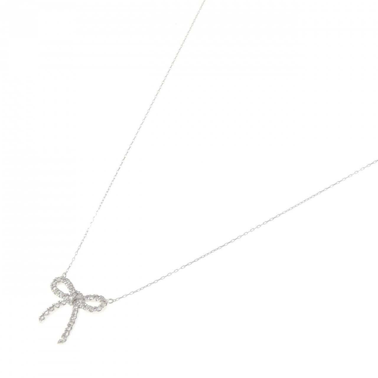 PT950/PT850 Ribbon Diamond Necklace 0.20CT