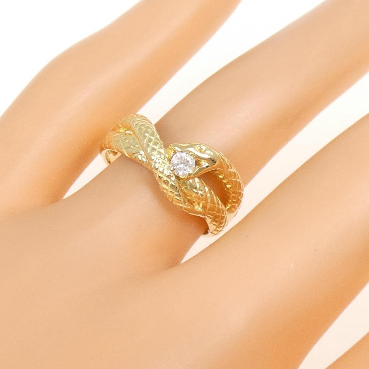 K18YG スネーク ダイヤモンド リング 0.10CT